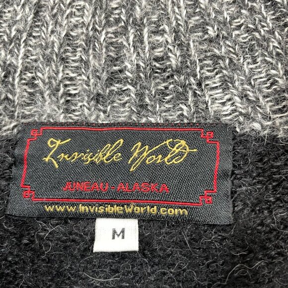 Invisible World Men's Size M Alpaca Zip-Front Mock Neck Cardigan Sweater Gray - Picture 4 of 5